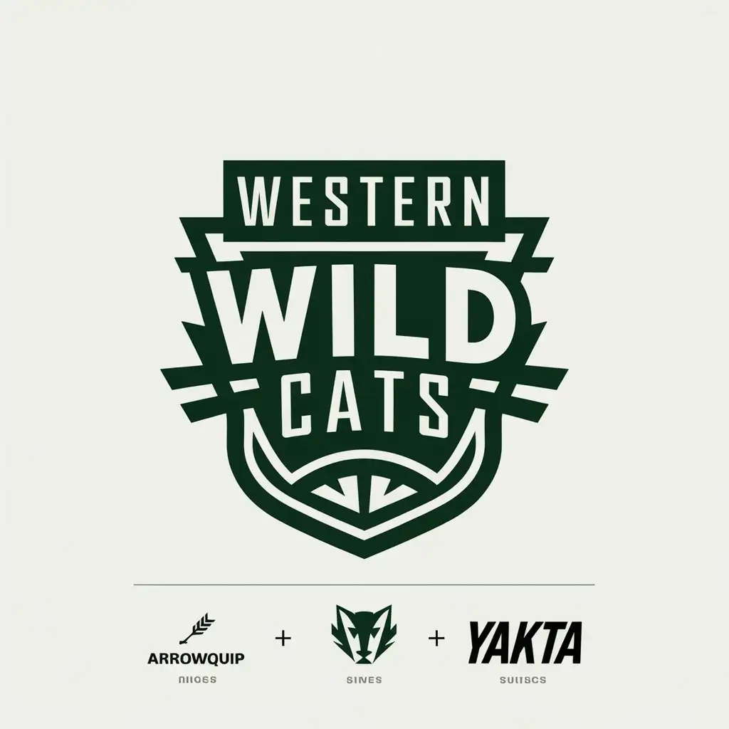 LOGO Design for Western Wild Cats Green Shield with Arrowquip Yakta Logos Hockey Team Inspired