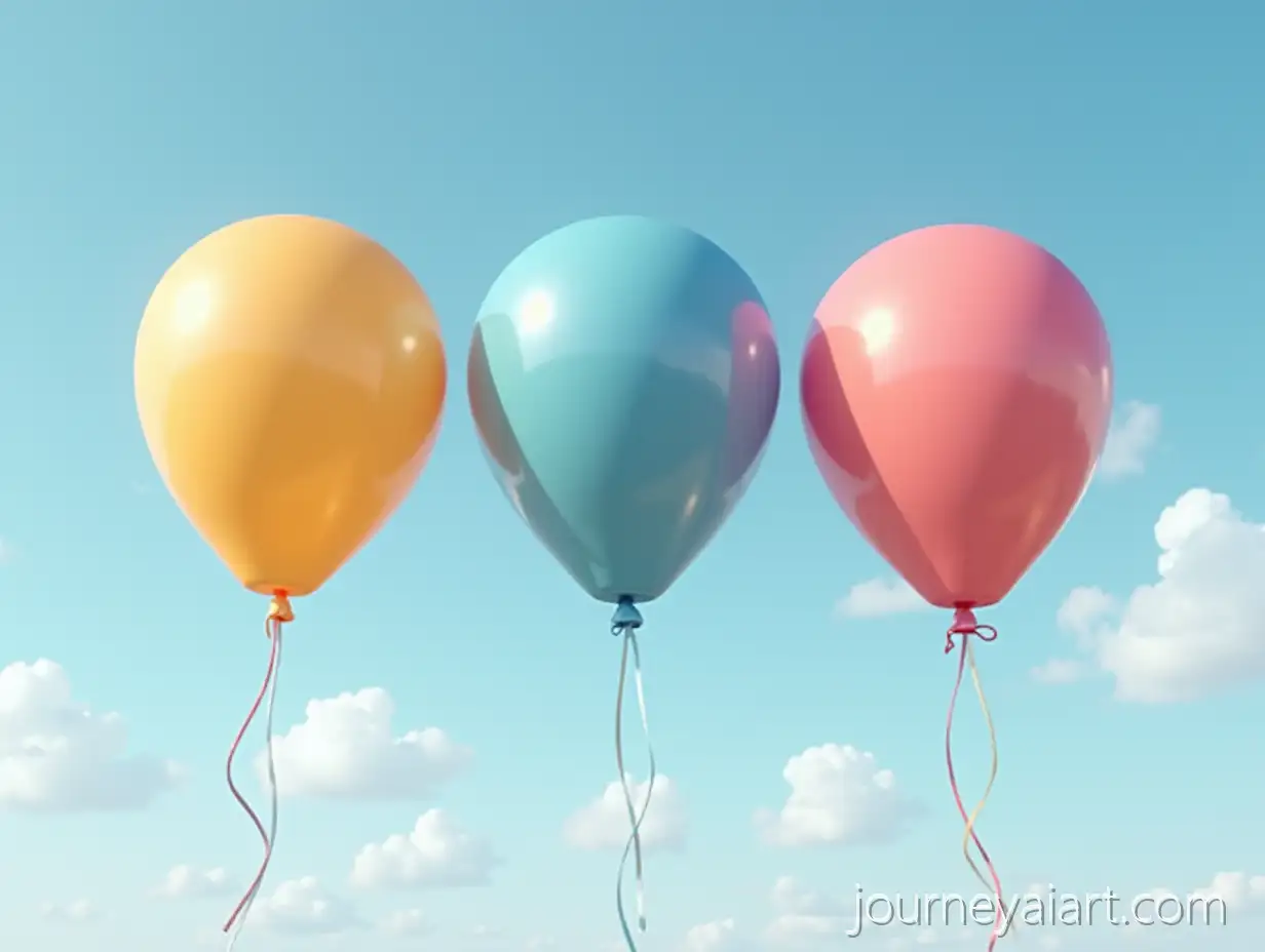 Three-Realistic-Colorful-Balloons-Floating-in-a-Clear-Sky