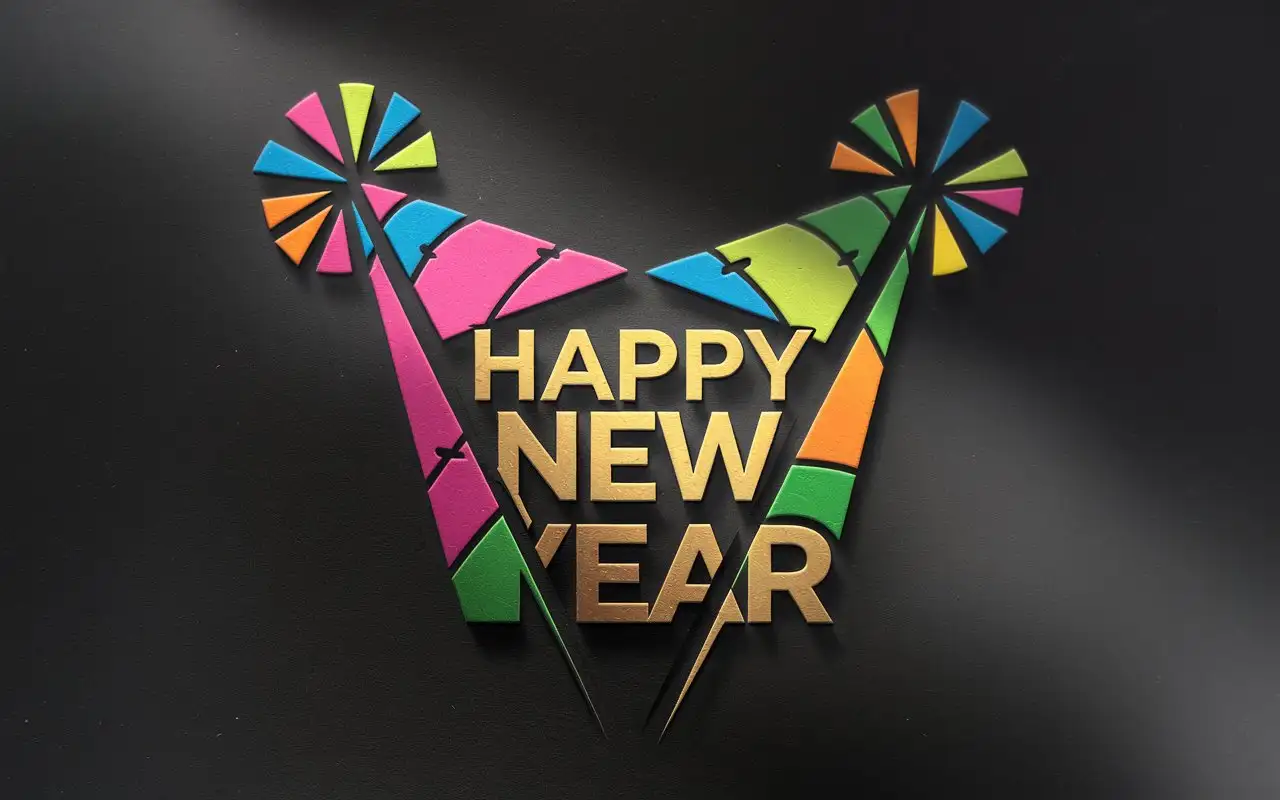 Vibrant-New-Year-Logo-with-Split-Party-Hat-and-Bold-Metallic-Text