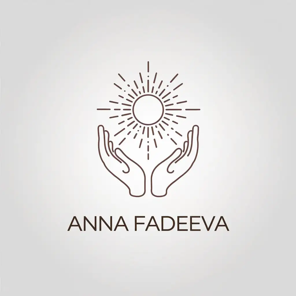 LOGO Design for Anna Fadeeva Minimalistic Two Hands Holding the Sun in Vector Style