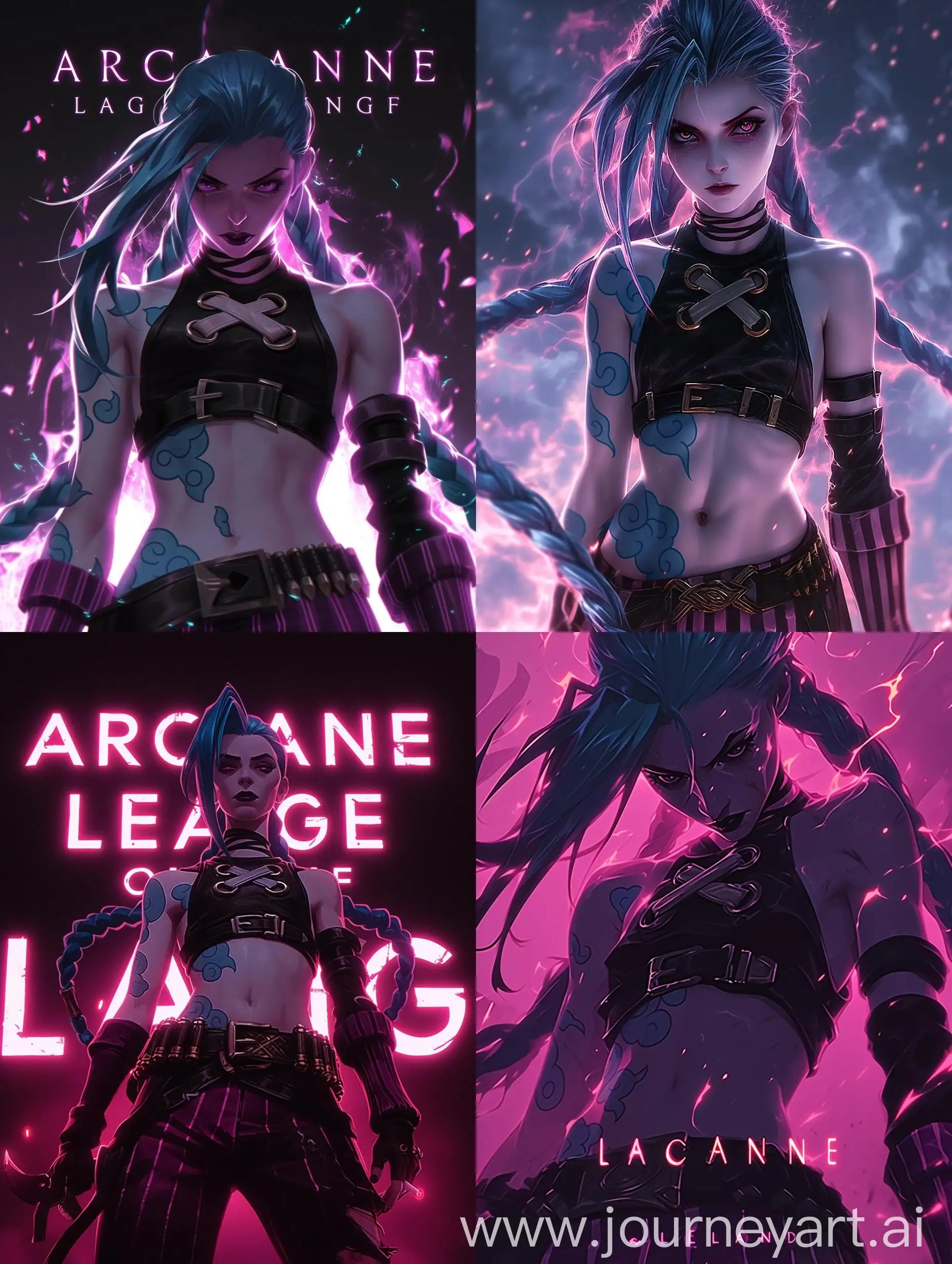 Jinx-from-Arcane-in-Badass-Pose-with-Glowing-ARCANE-LEAGUE-OF-LEGENDS-Poster