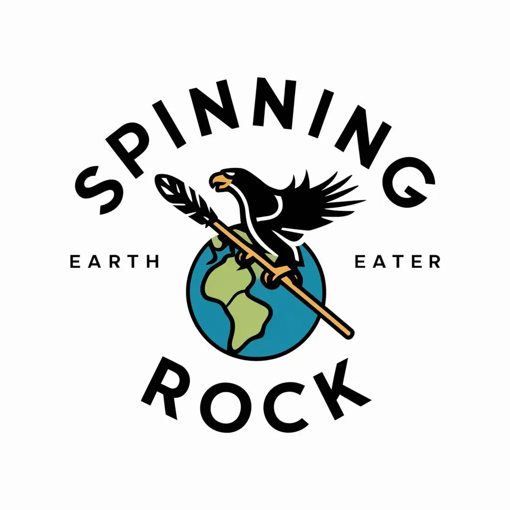 LOGO Design for Spinning Rock Eagle Staff Through Earth Axis with Feather