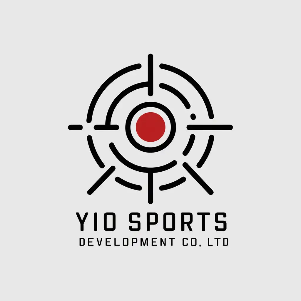 a vector logo design,with the text "YIO sports development Co, Ltd.", main symbol:Target YIO,Moderate,be used in Sports Fitness industry,clear background