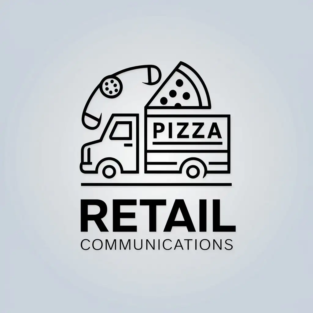 LOGO Design For Retail Communications Minimalistic Vector Logo with Truck Pizza and Telephone Themes