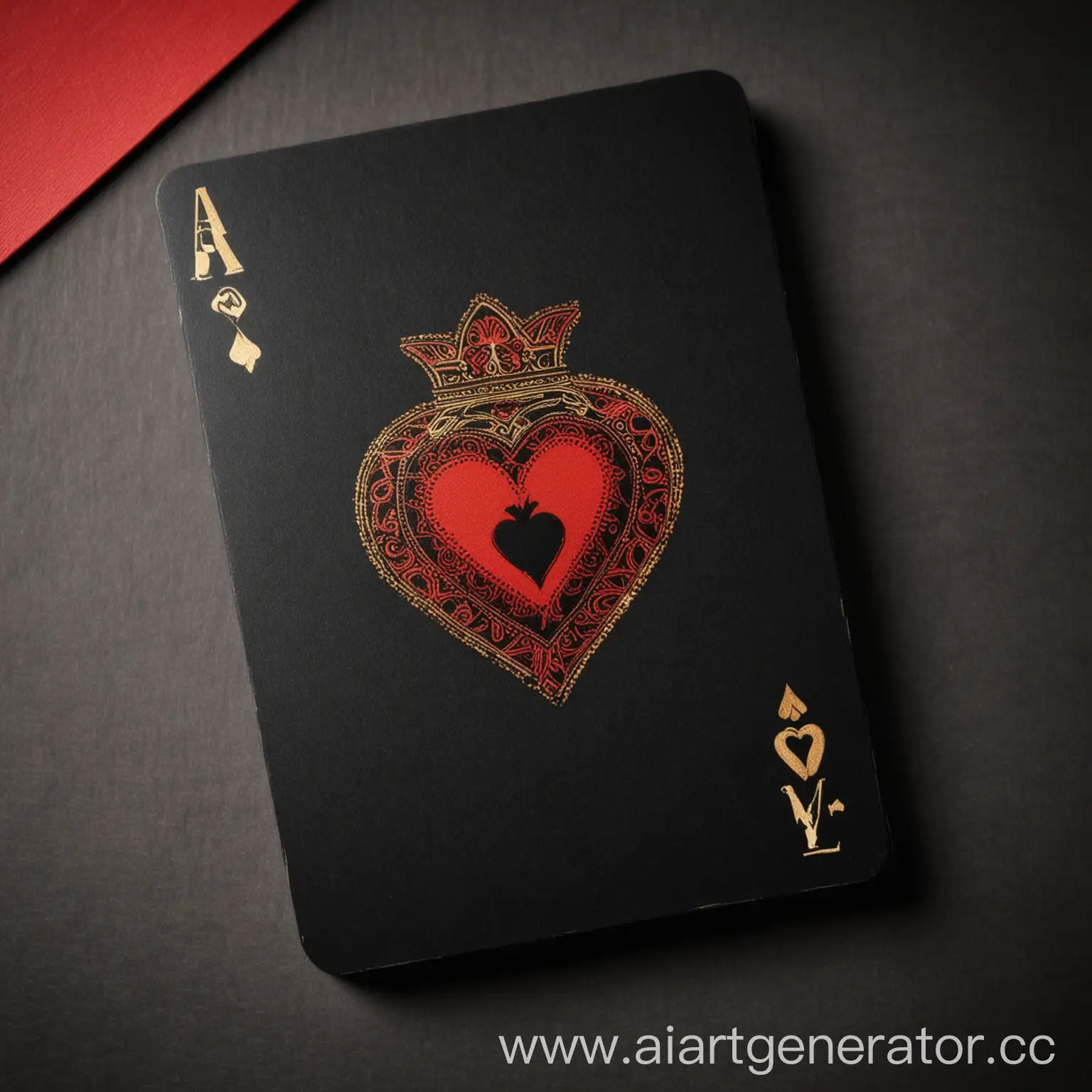 cards show, ace of hearts, color of cards is black, the ace card is highlighted 