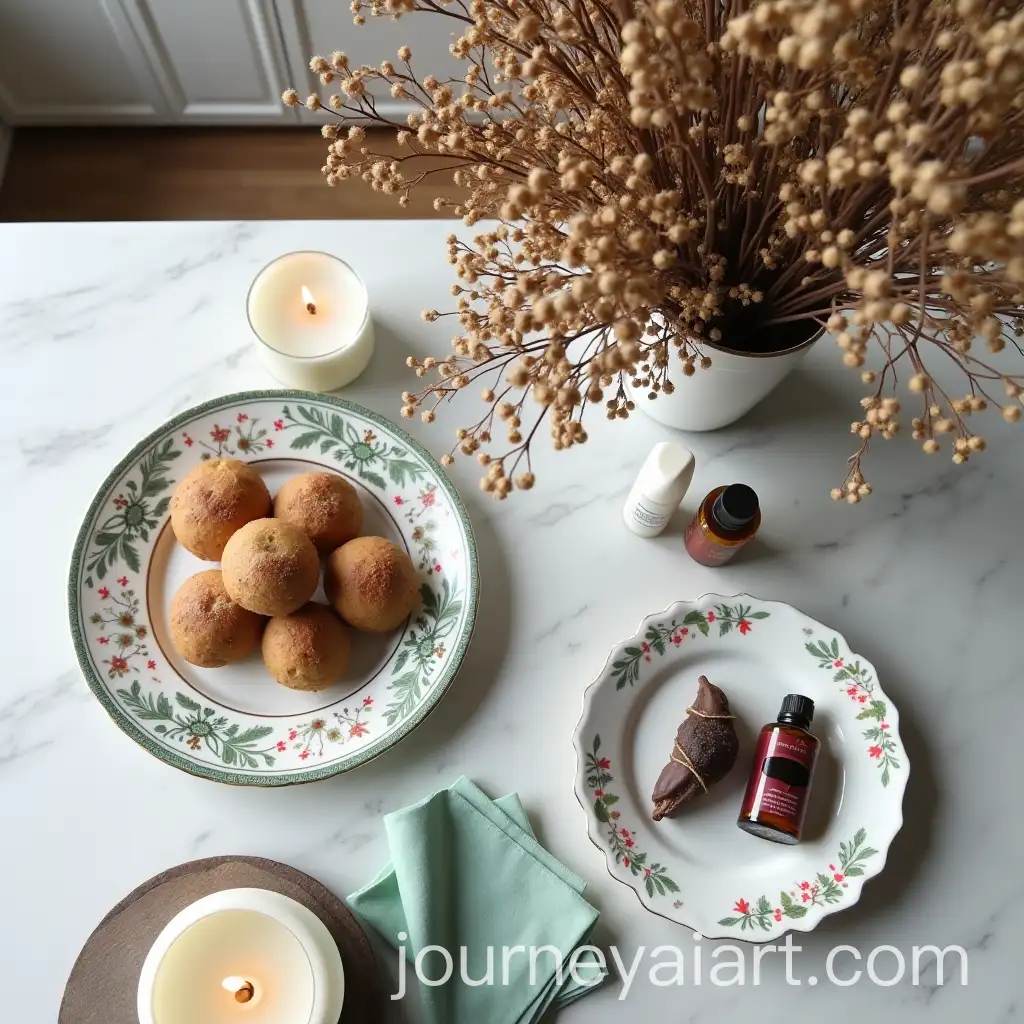 Festive-Marble-Kitchen-Island-with-Christmas-Decorations-and-Snacks