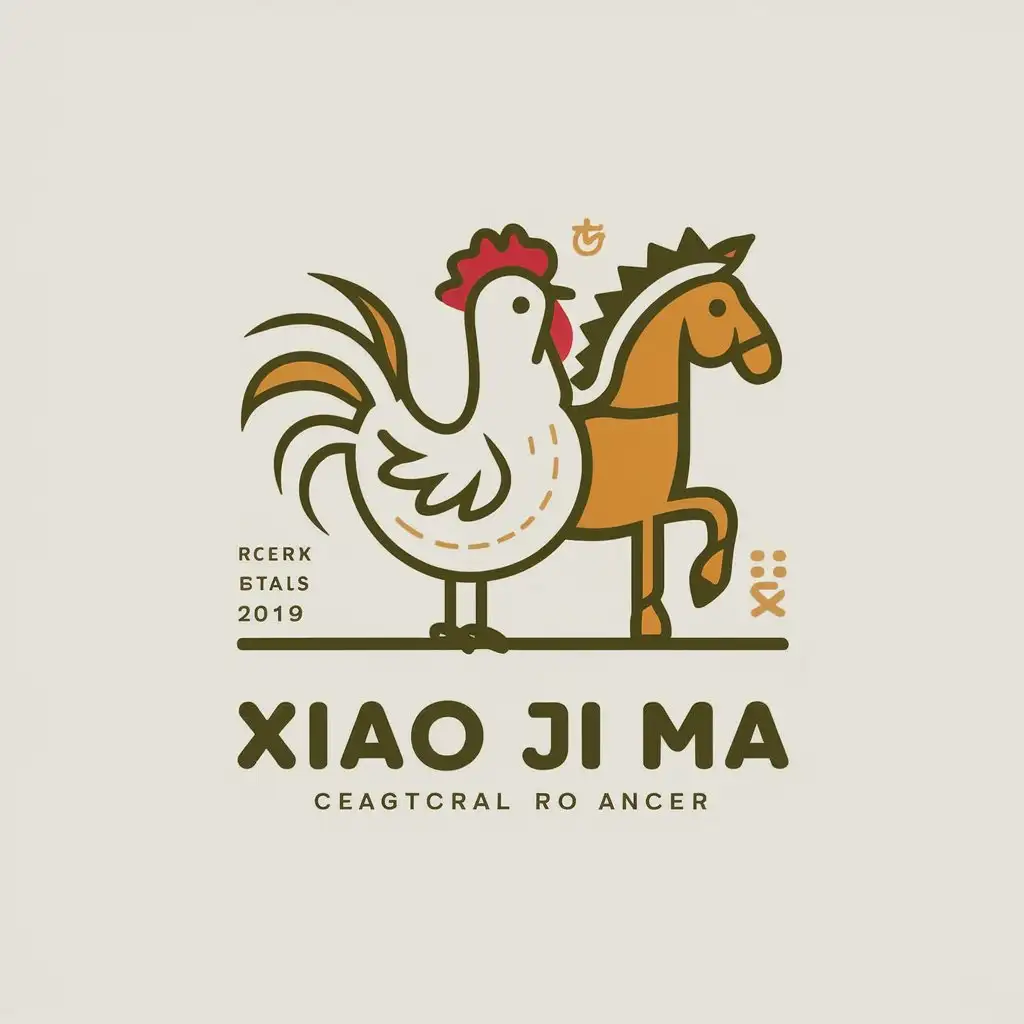 a vector logo design,with the text "xiao ji ma", main symbol:chicken, horse,Moderate,be used in Retail industry,clear background