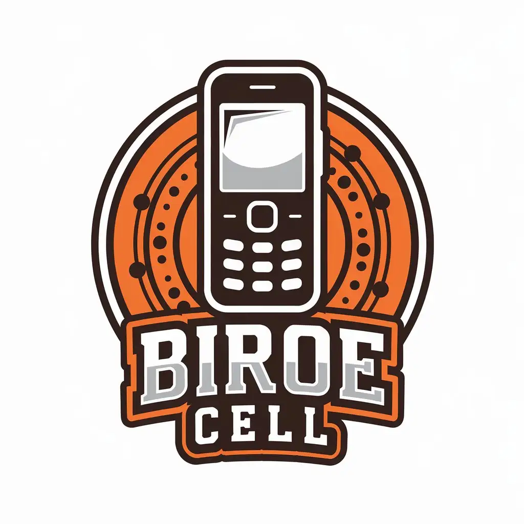 a vector logo design,with the text "BIROE CELL", main symbol:HANDPHONE,Moderate,be used in Internet industry,clear background