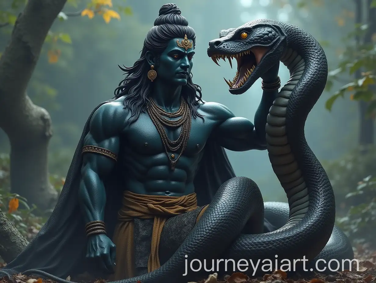 Lord-Mahadev-with-a-Black-Giant-Snake-in-a-Mythical-Setting