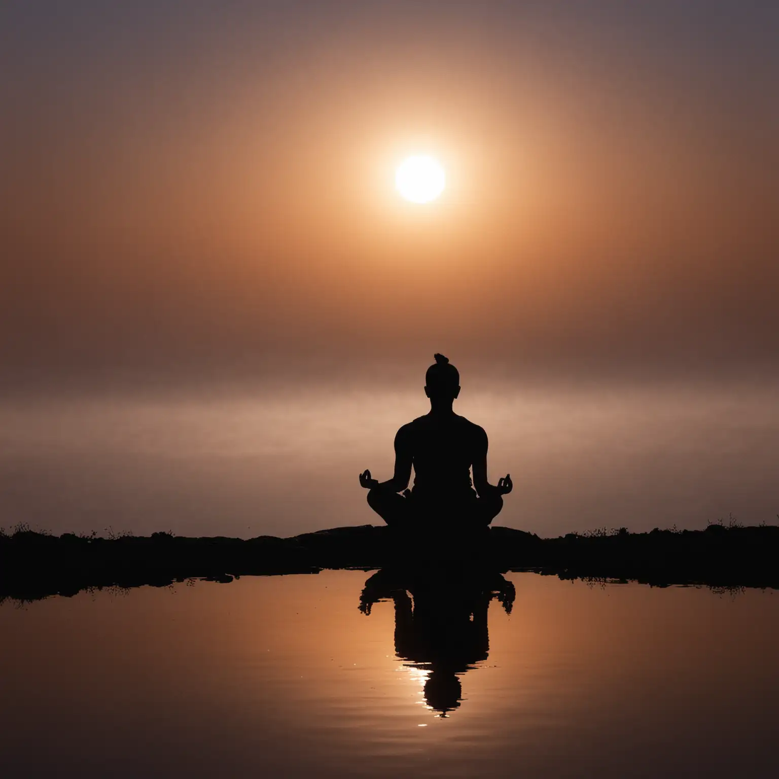 Silhouette-of-Person-Meditating-in-Tranquil-Natural-Setting