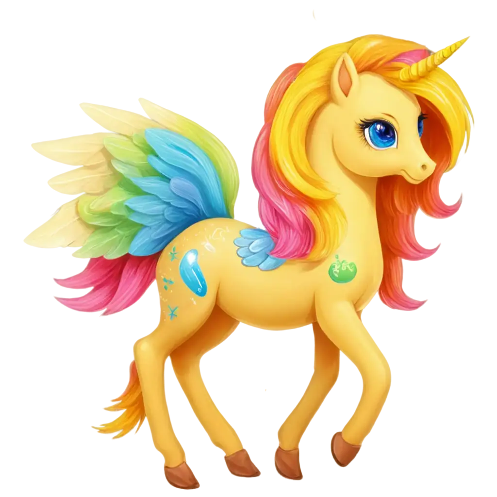 Colorful-Yellow-Pony-with-Multicolored-Mane-and-Sparkling-Wings-PNG-Image-for-Creative-Projects