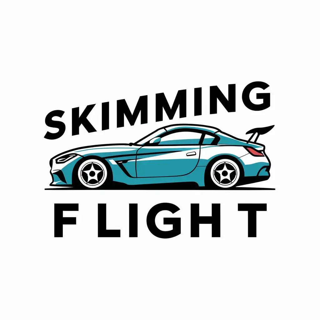 a vector logo design,with the text "skimming,flight", main symbol:blue and white car，car，car,white,clear,simple，Old BMW Z4 with spoiler，e89,Moderate,be used in Automotive industry,clear background