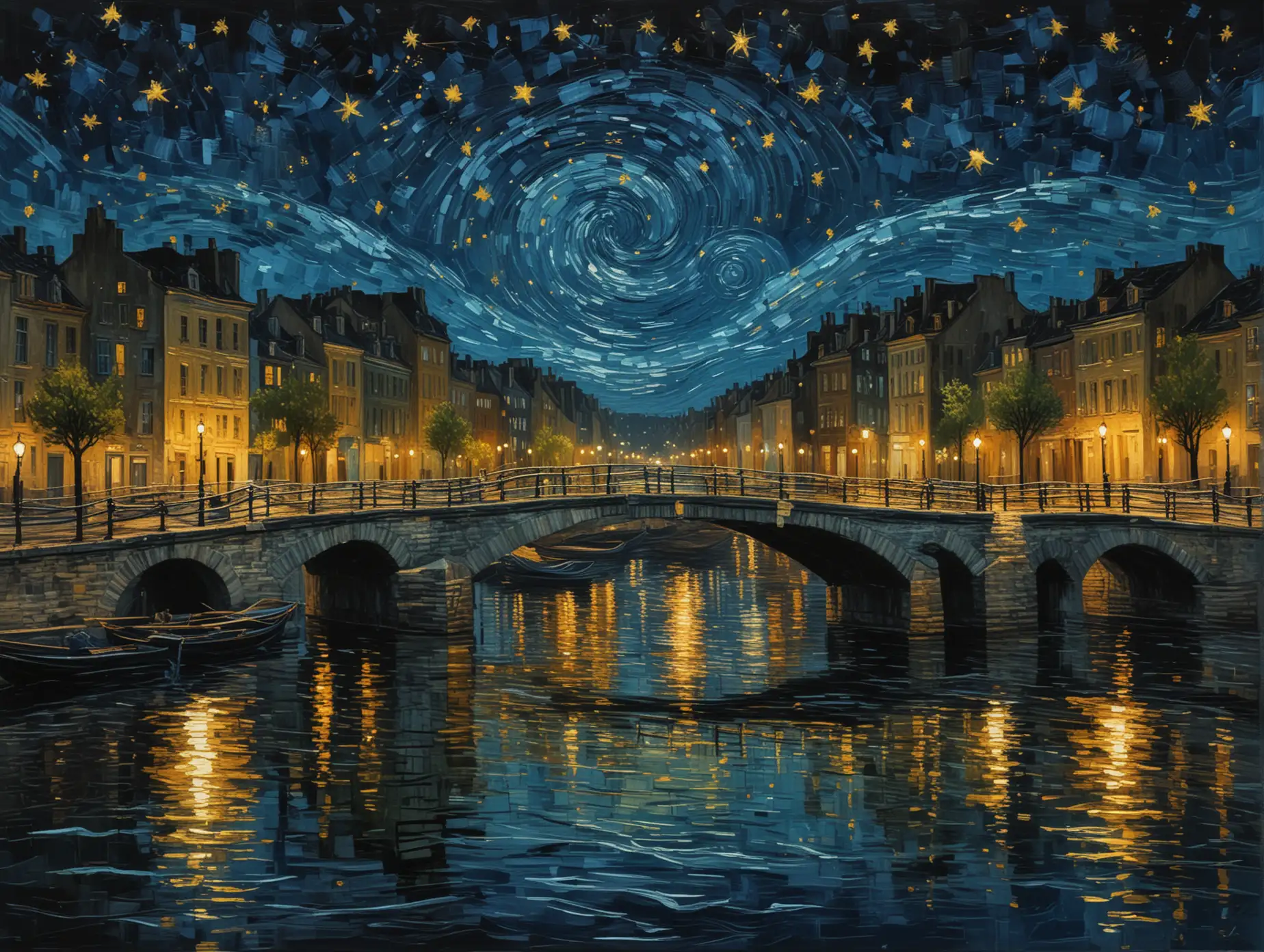 Van-GoghInspired-Nighttime-Cityscape-with-Elegant-Bridge-and-Starry-Sky