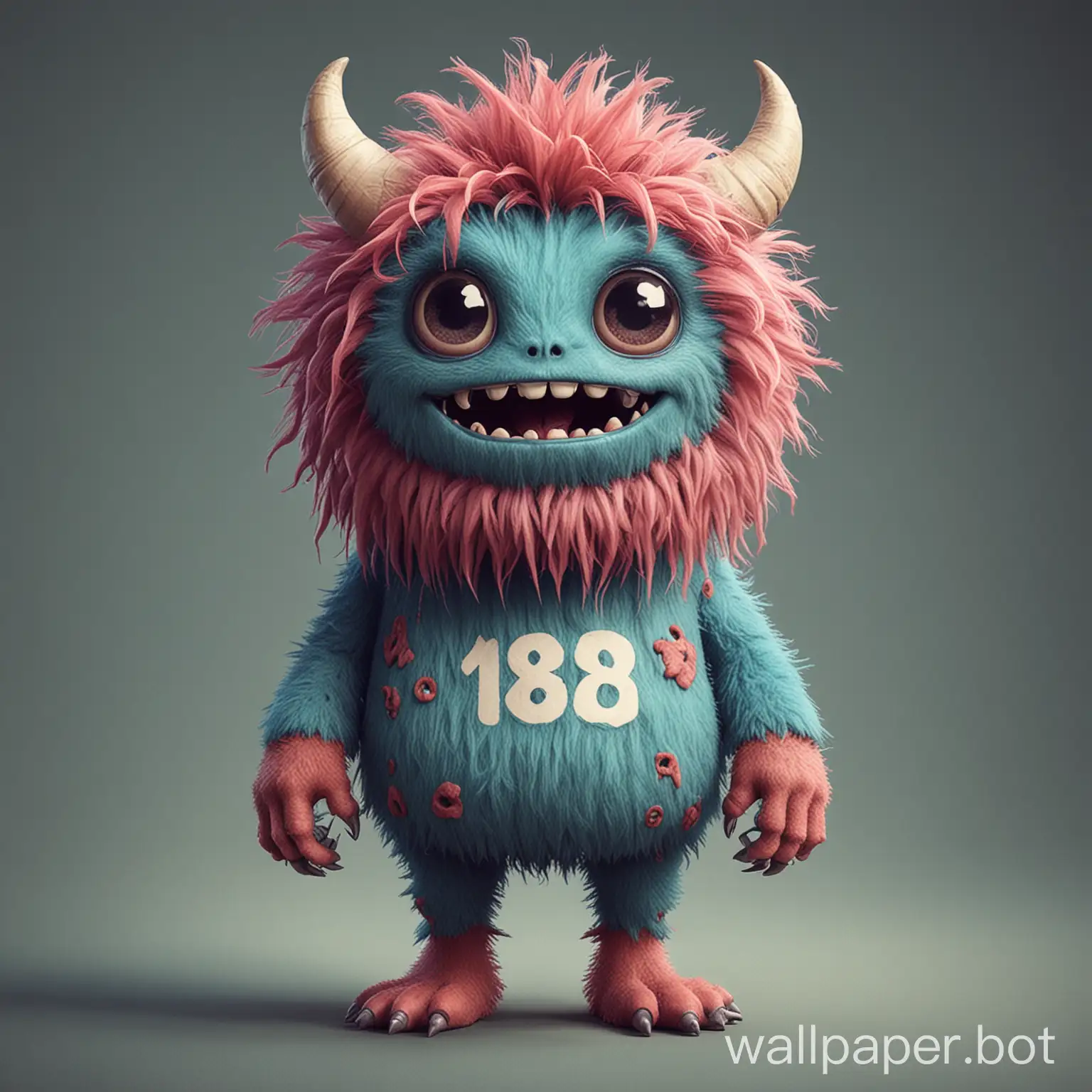 a cute monster, wearing 18