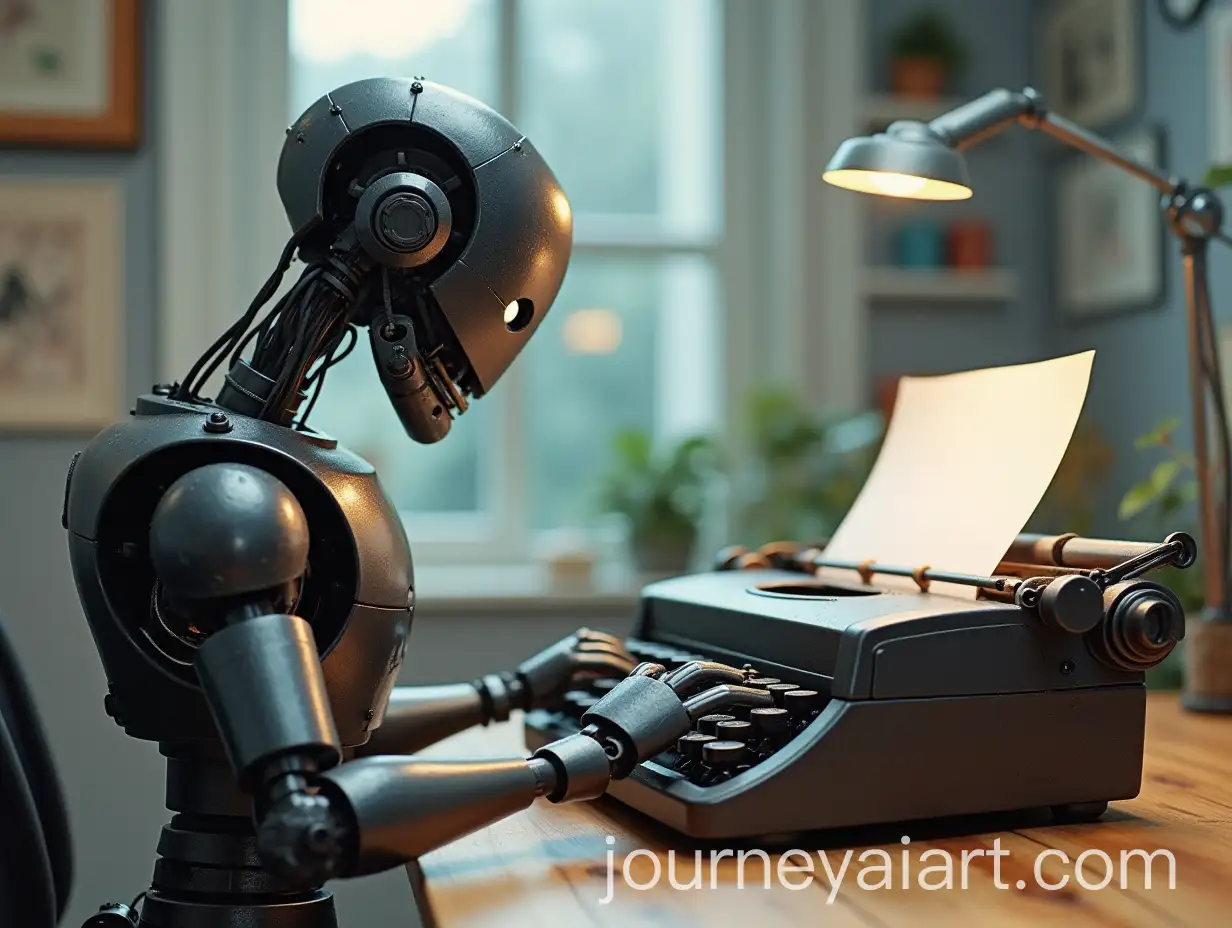 Robot-Writing-Creatively-on-a-Vintage-Typewriter