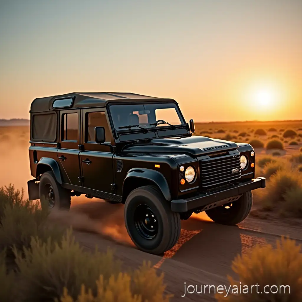 Classic-Black-Land-Rover-Defender-Racing-Across-the-African-Savanna