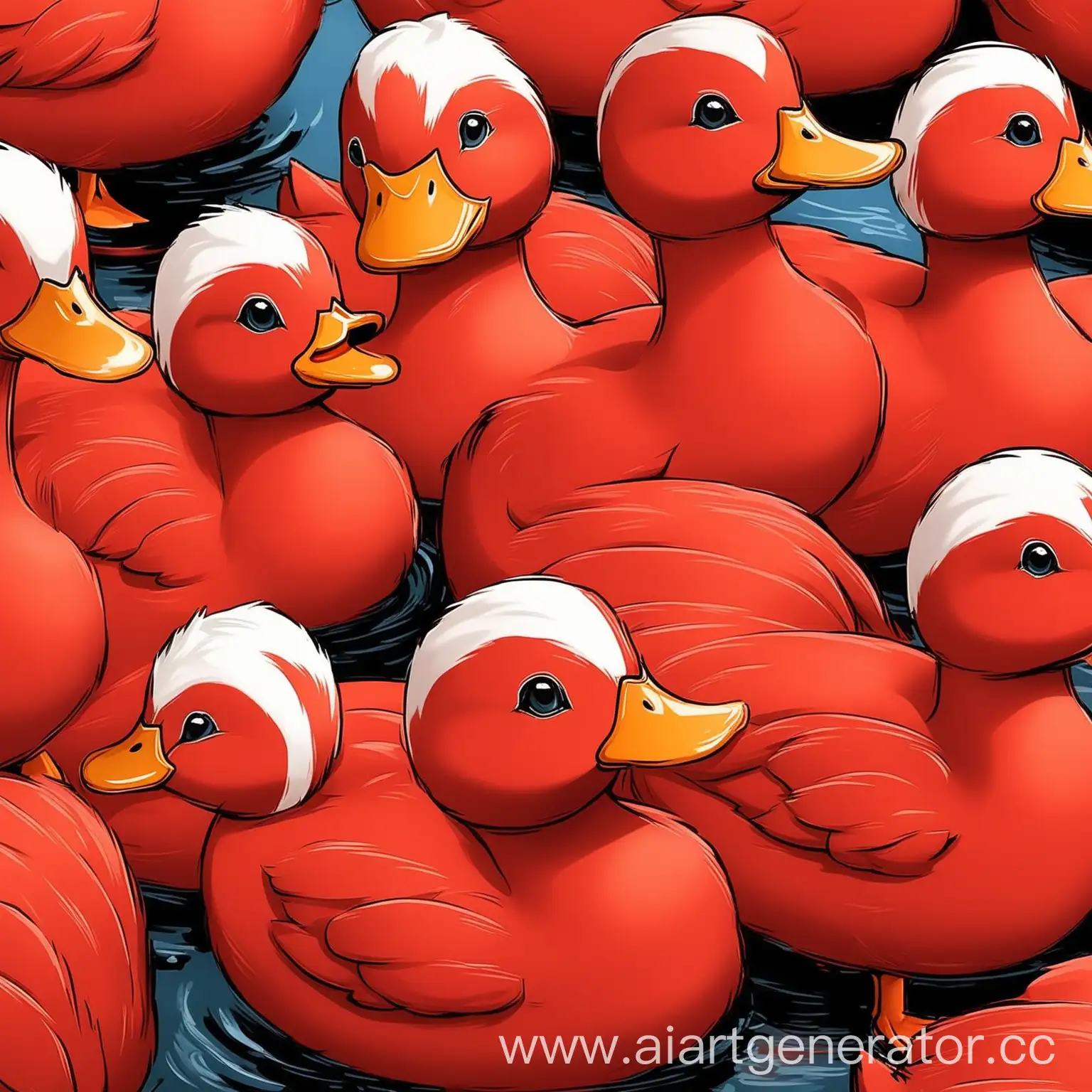 Vibrant-Red-Duck-in-Natural-Habitat