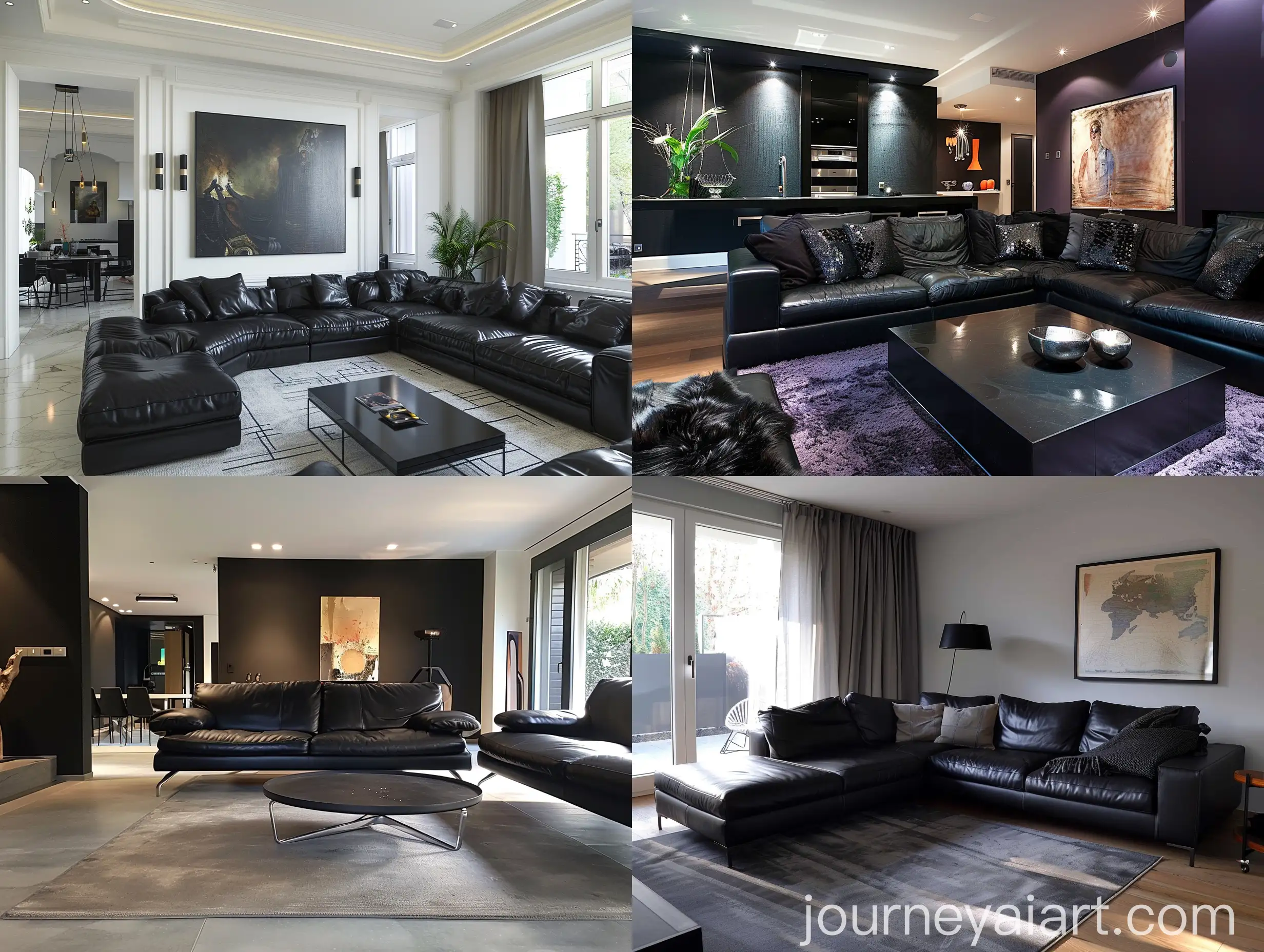 Modern-Family-Lounge-with-Black-Leather-Sofa