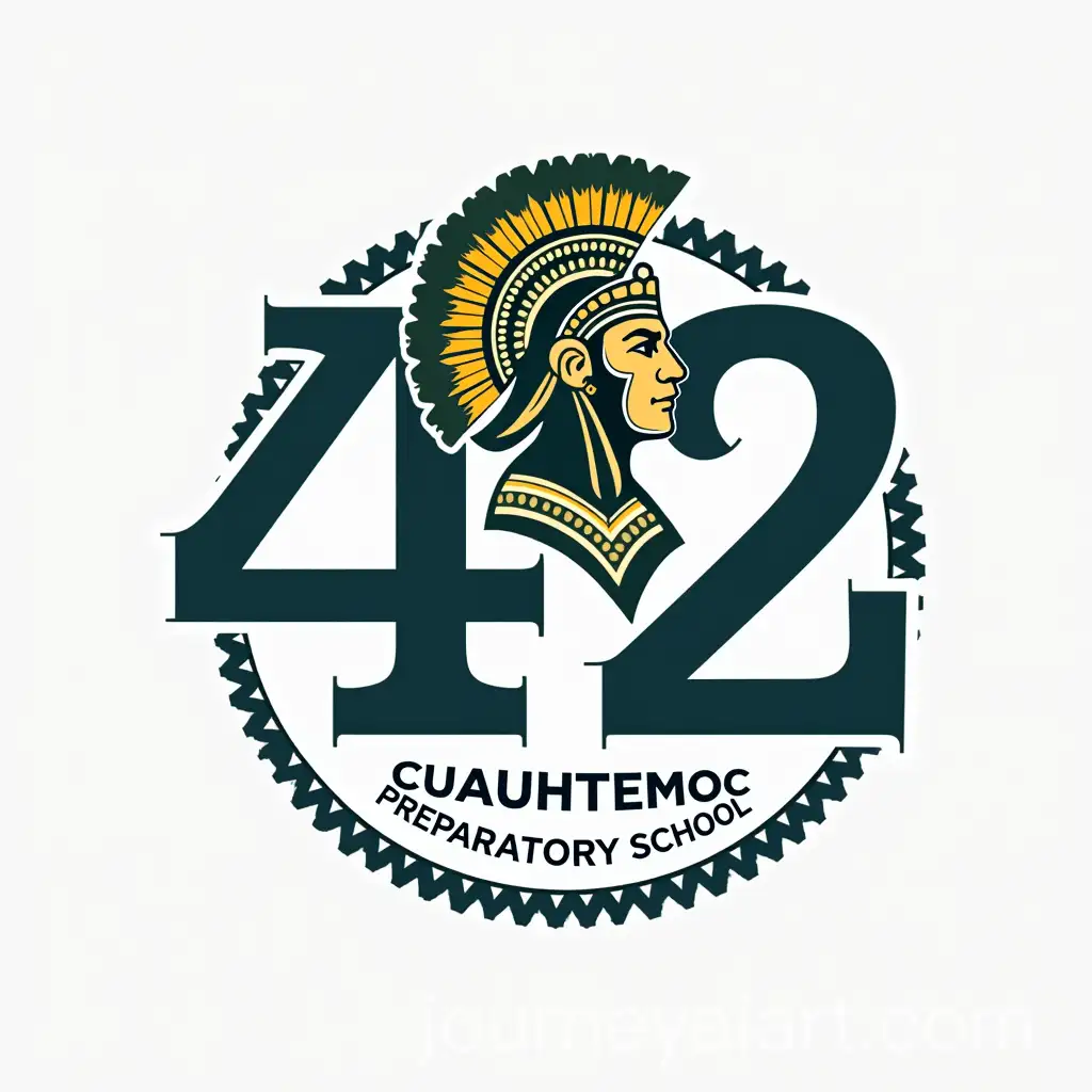 Modern-Logo-Design-for-Cuauhtmoc-Preparatory-School-Featuring-Aztec-Warrior-and-Number-42
