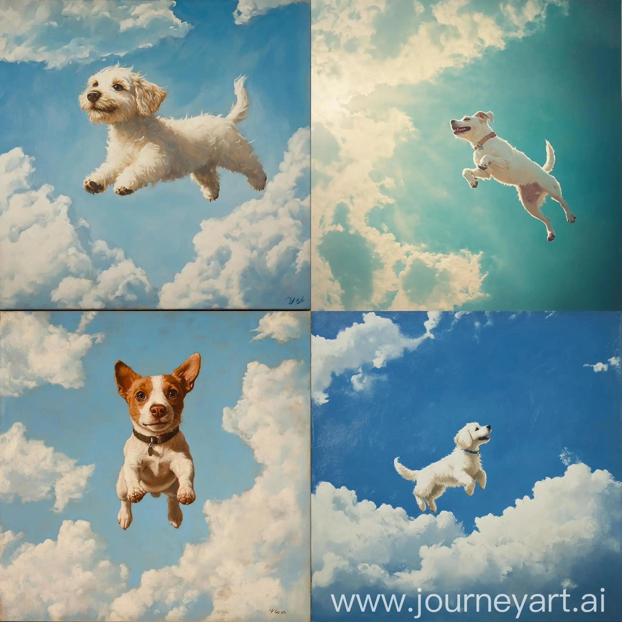 Playful-Dog-Floating-in-a-Dreamy-Sky