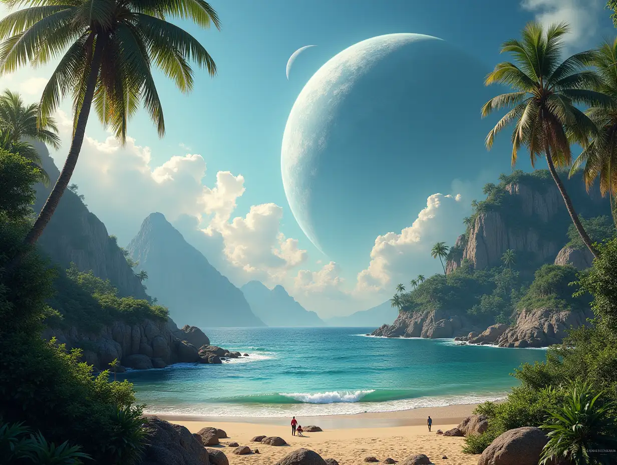 Create for me a photorealistic image of Paradise on another planet