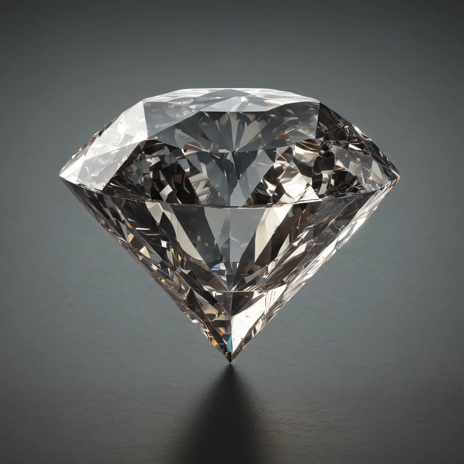 create a photorealistic image where a cut and polished diamond is inside of a raw diamond. The raw diamond is much larger than the cut one.