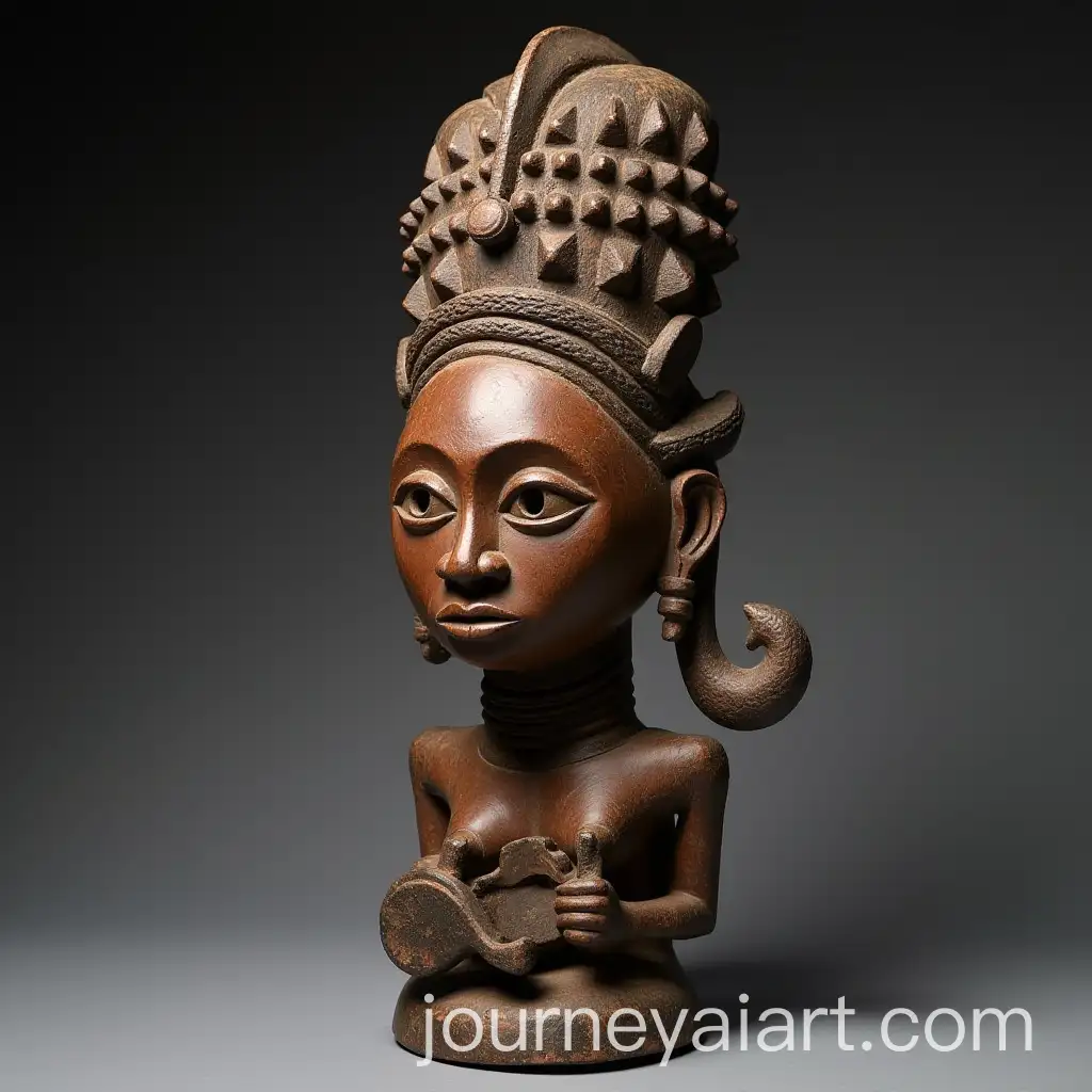 Benin-Ivory-Mask-of-Queen-Idia-with-Musical-Instrument