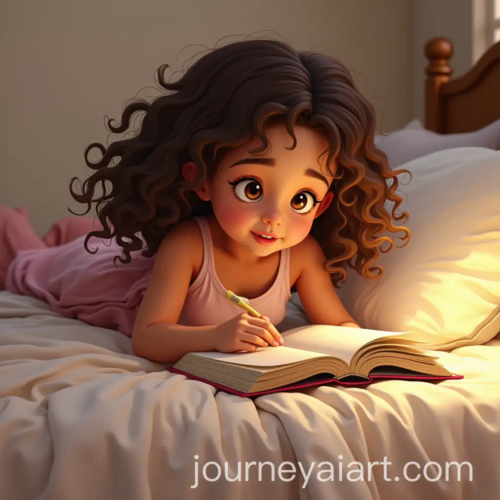 Curly-BrownHaired-Girl-Reading-a-Story-in-Bed