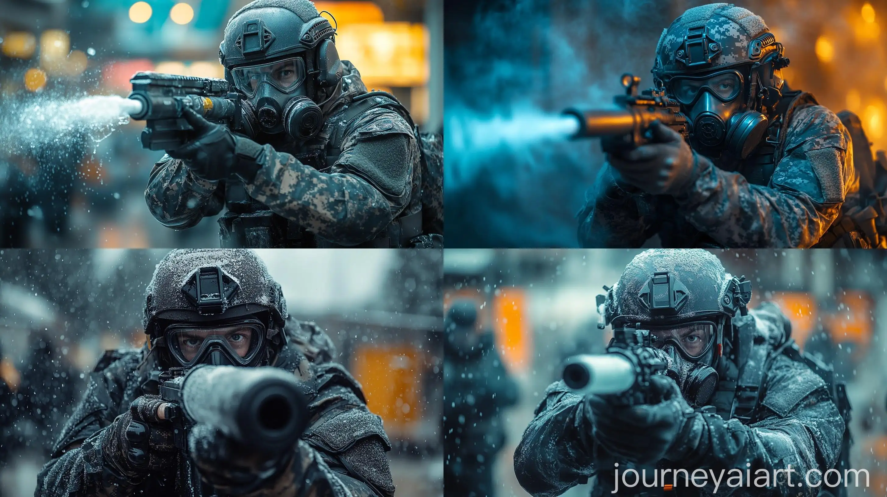 Soldier-Playfully-Uses-Shampoo-Bottle-as-Squirt-Gun