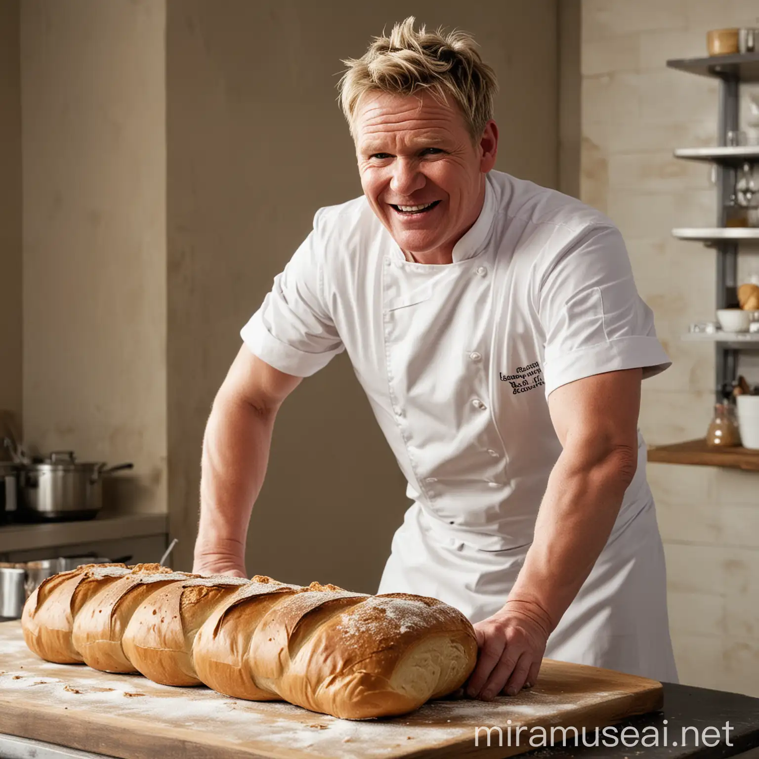 Celebrity Chef Gordon Ramsay Bakes Bread with Joy