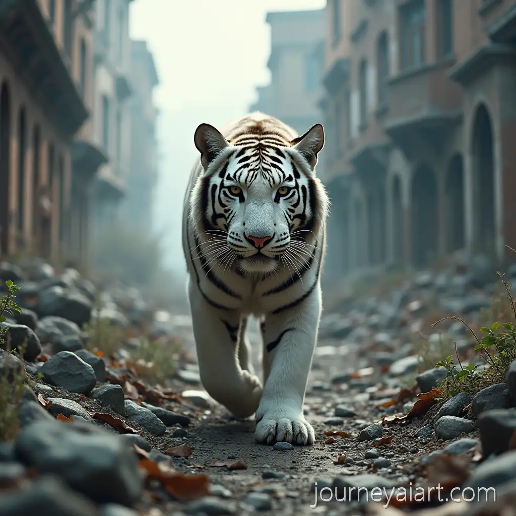 Majestic-White-Tiger-Roaming-Through-aAI-Image-Prompt-Expansion-Ruined-City