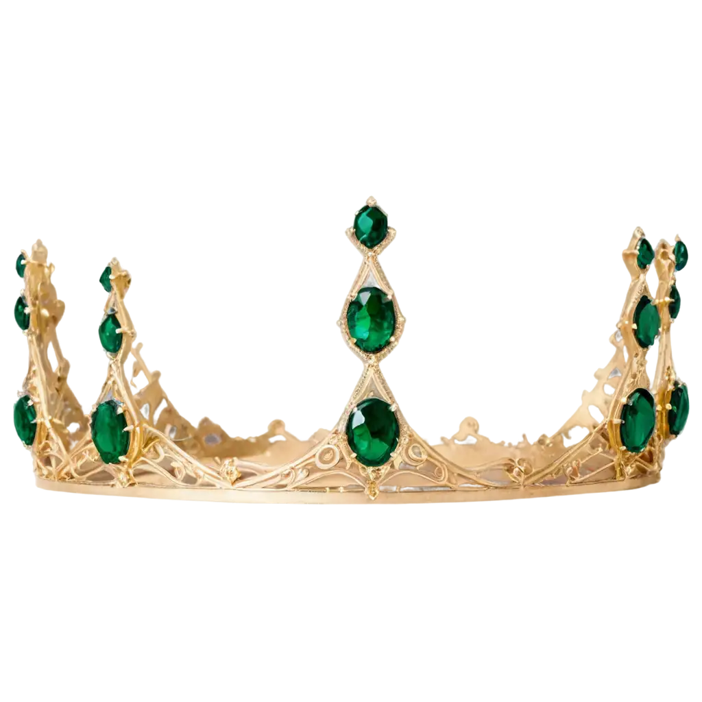 Elegant-Crown-with-Green-Jewels-PNG-Enhance-Your-Design-with-Royalty