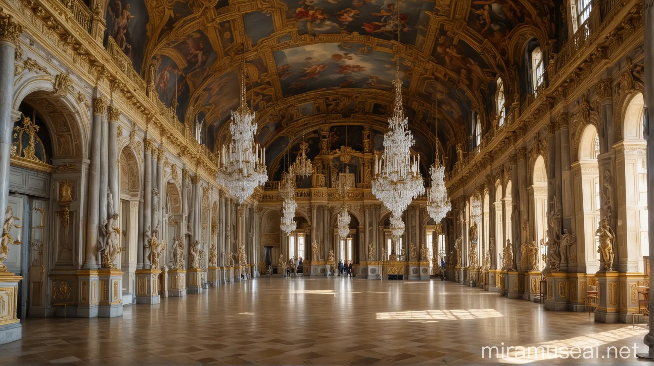 Versailles Great Hall Architecture with Baroque Frescoes and Organ