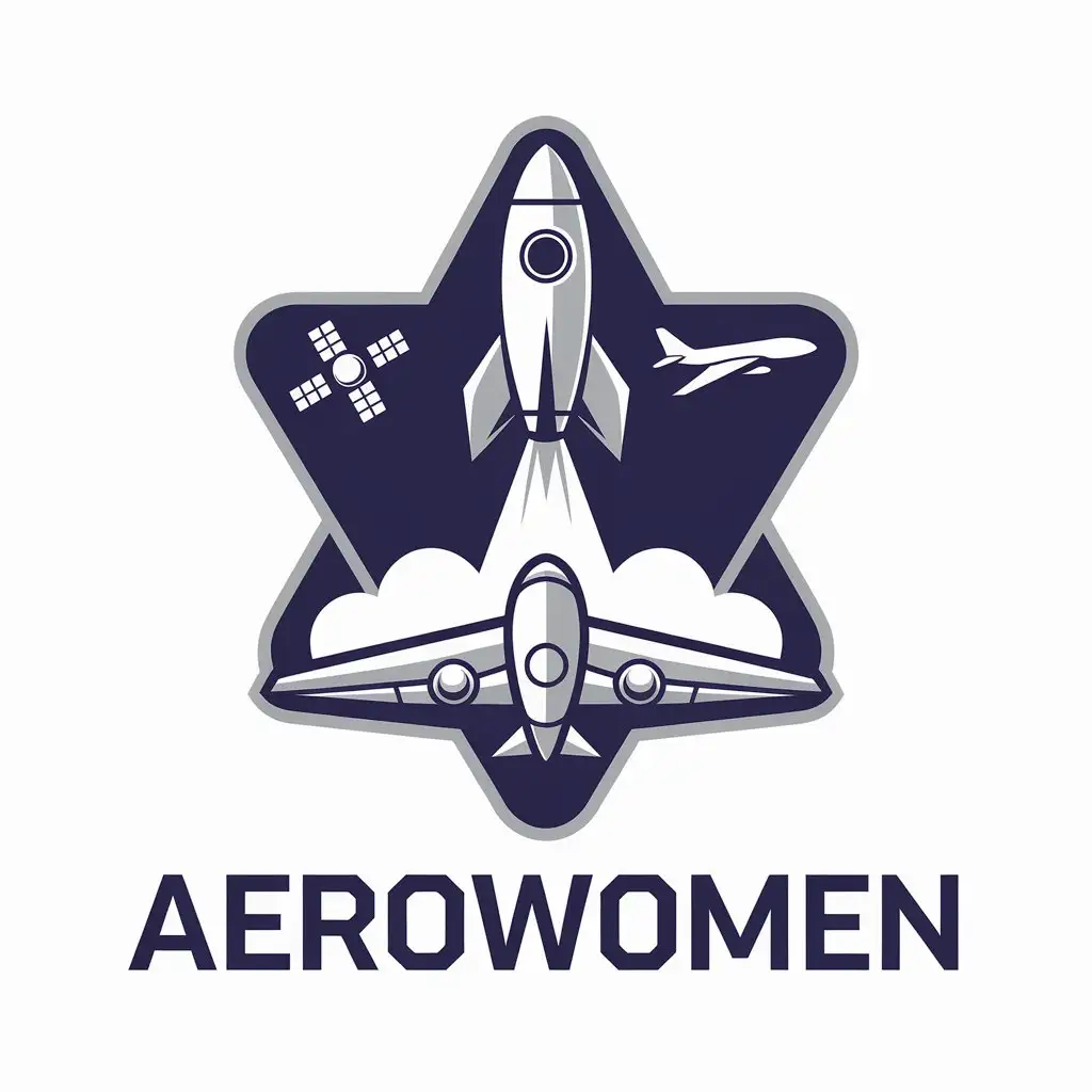 LOGO Design for AeroWomen Vector Logo Representing Diverse Areas in Aerospace Industry with Clear Background