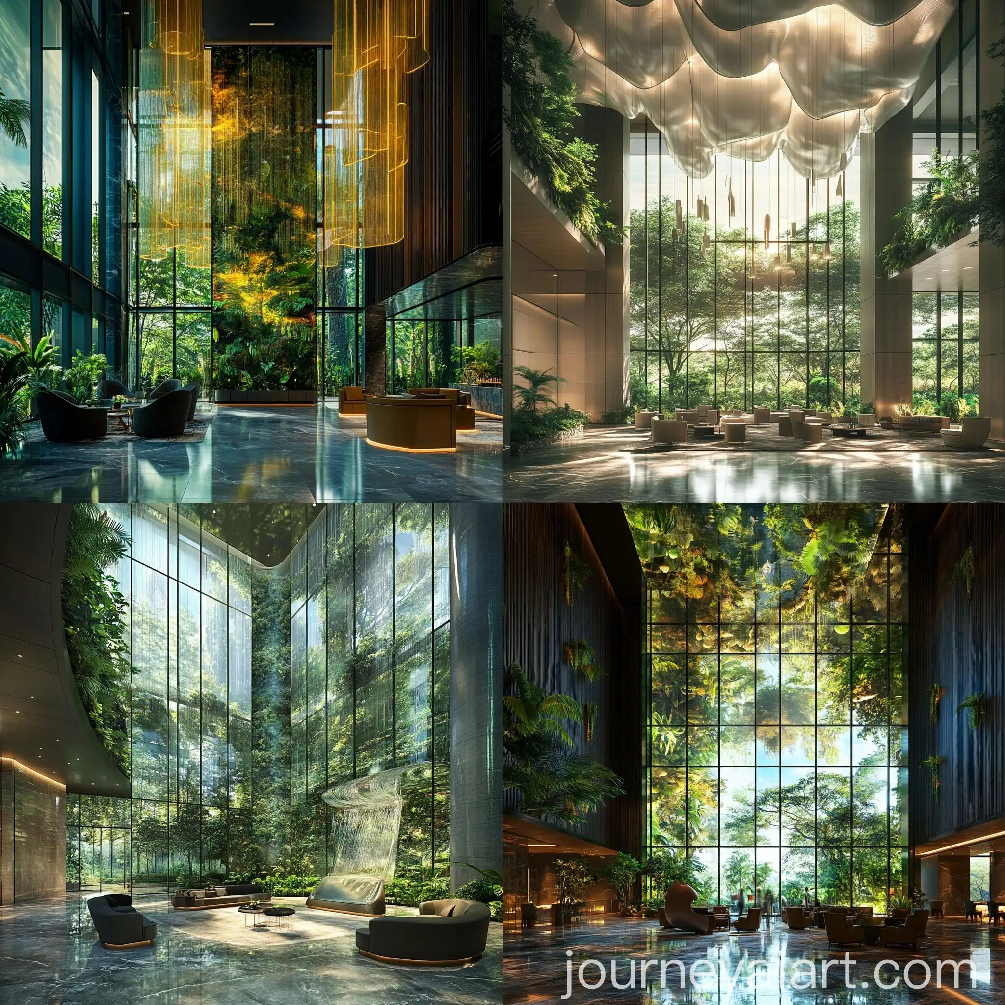 Luxury-Corporate-Lobby-with-Botanical-Rain-Forest-Views