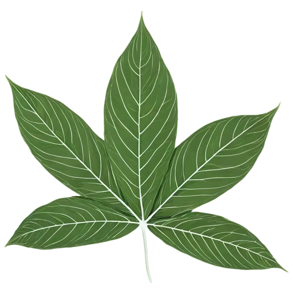 HighQuality-Botanical-PNG-Image-Detailed-FiveLobed-Leaf-Illustration-with-Variegated-Foliage-and-Realistic-Shading