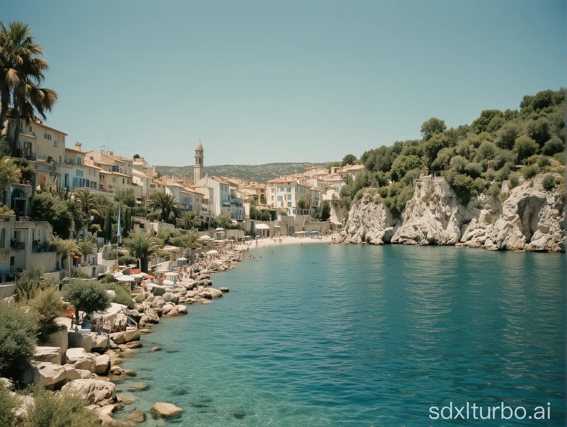 Sunset-Over-French-Riviera-with-Kodak-Film-Aesthetic