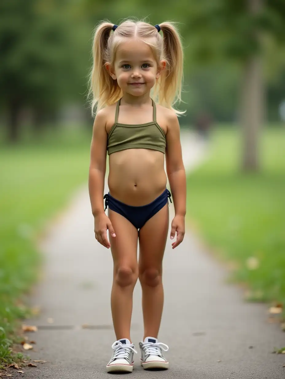 Young-Girl-in-Olive-Green-Bikini-at-the-Park