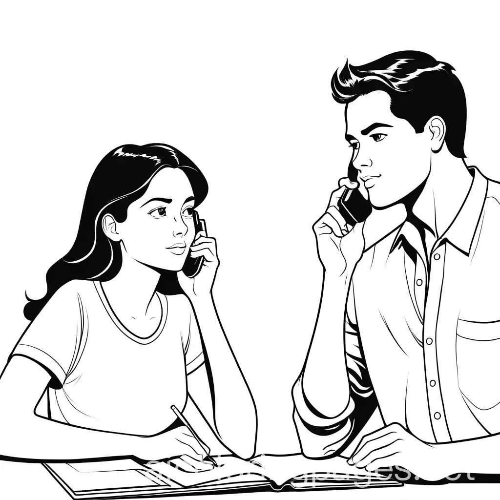 Parent-Watching-Teenager-Talking-on-the-Phone-Coloring-Page