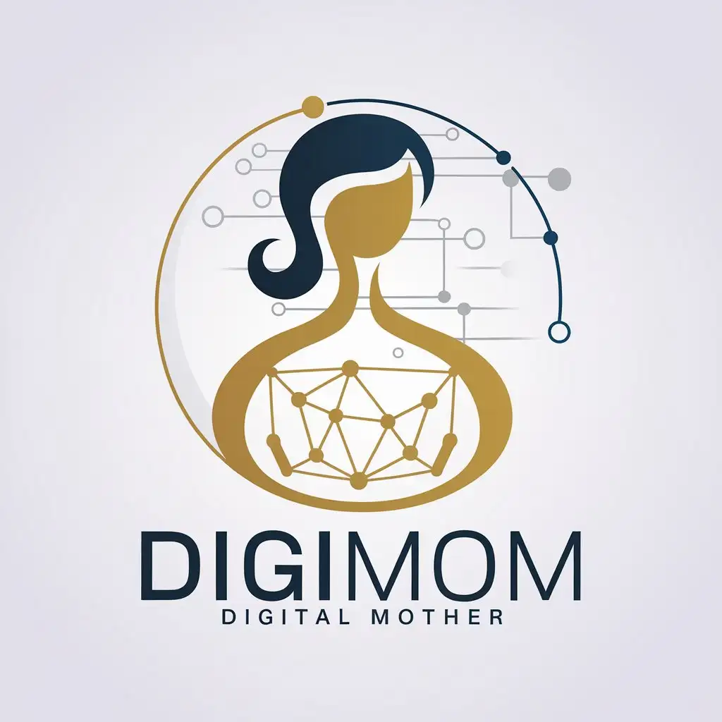 LOGO Design for DigiMom Digital Mother Theme for Retail Industry with Round Clear Background