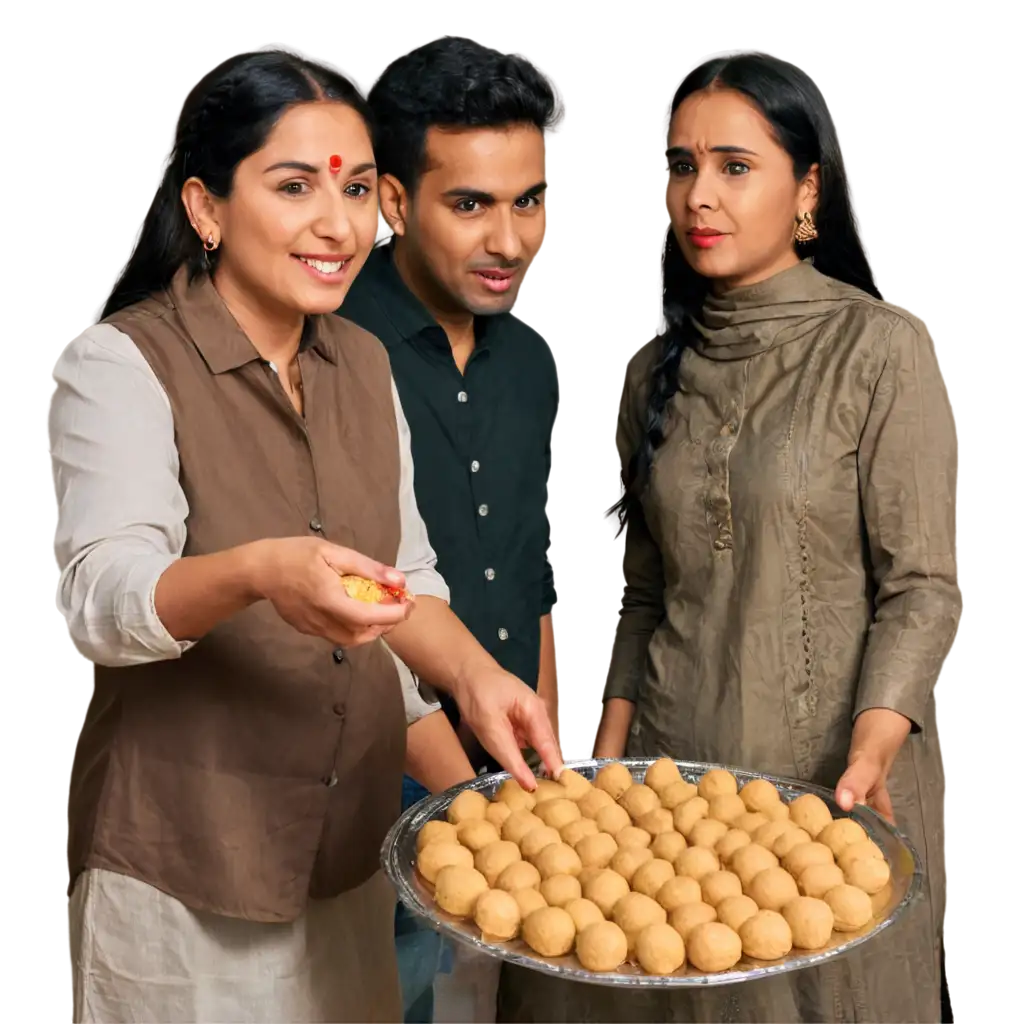 Group-of-People-Asking-a-Shopkeeper-for-Ladoo-PNG-Image-Traditional-Indian-Sweet-Scene