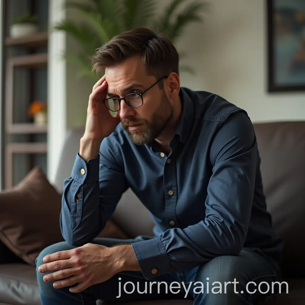 AI-Art-Prompt-ExpansionMan-Sitting-in-Stressful-Pose-with-Tension-Displayed