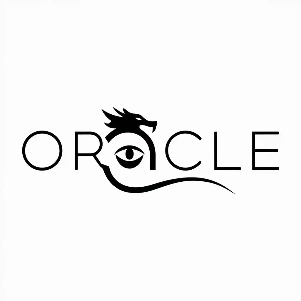 a logo design,with the text "ORACLE", main symbol:Dragon,oracle,Minimalistic,be used in Religious industry,clear background