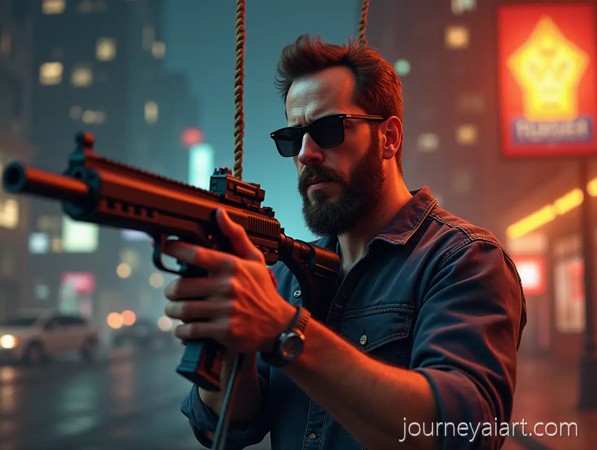 Man-Hanging-Gun-inMan-Hanging-Gun-NFT-Art-GTAStyle-Virtual-Reality-Urban-Art-NFT-Collection