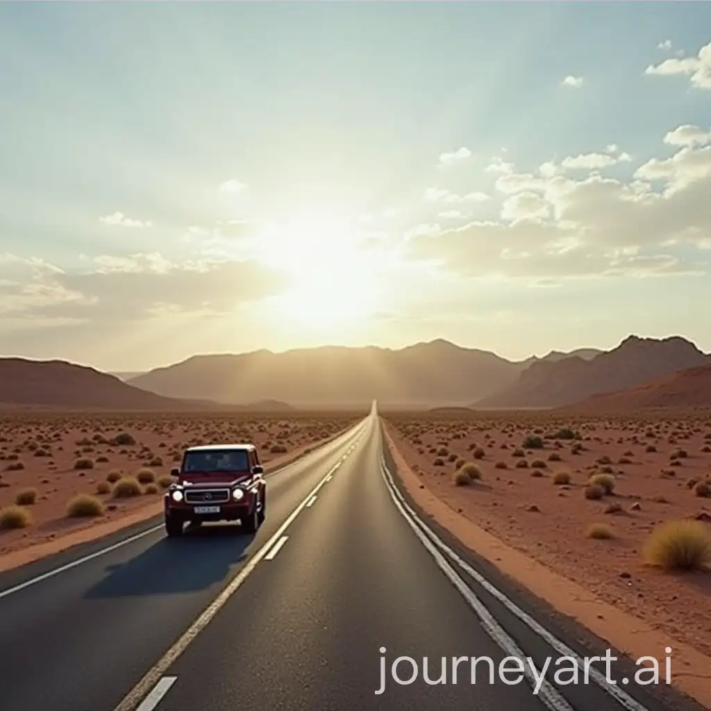 Scenic-Road-Trip-Through-Desert-Landscape-on-Remote-Roads