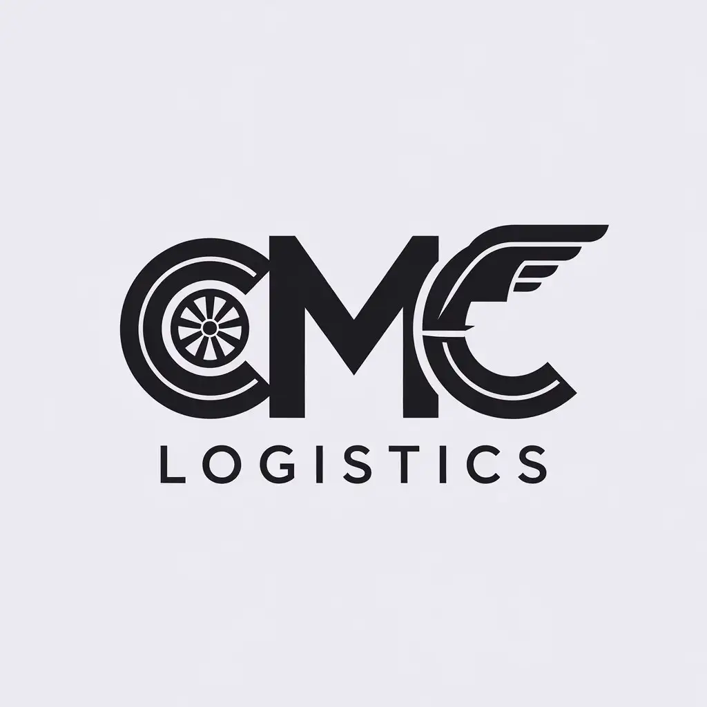 a vector logo design,with the text "CMC Logistics", main symbol:A vector logo design with the text ‘CMC’ for the transport industry, mainly using letters to express meaning through the shape, arrangement, and transformation of letters, simple and clear.,Minimalistic,be used in transport industry,clear background