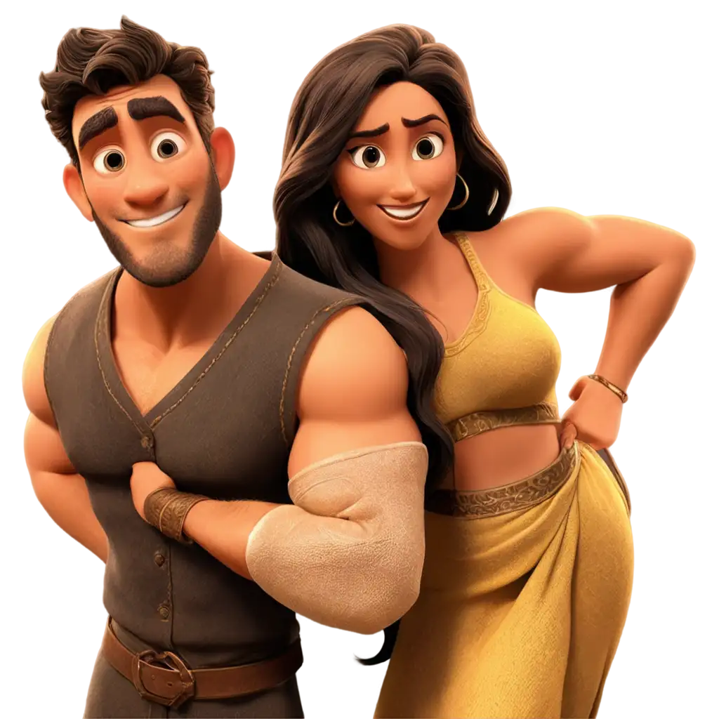 Animated-PixarStyle-Samson-and-Delilah-PNG-Image-for-Bible-Story-Illustration