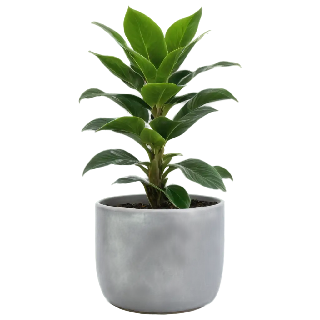 Lush-Houseplant-in-Gray-Pot-PNG-Perfect-for-Clear-HighQuality-Design-Assets