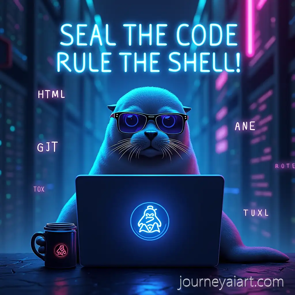 Cyberpunk-Seal-Coder-with-Neon-Code-in-Futuristic-Server-Room