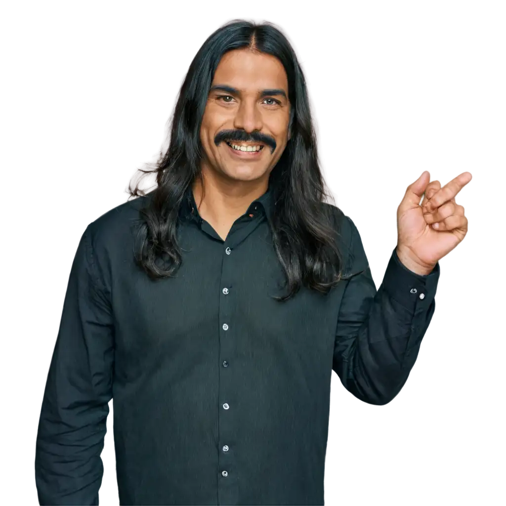 Indian-Man-with-Long-Black-Hair-and-Mustache-PNG-Image-for-Versatile-Digital-Use